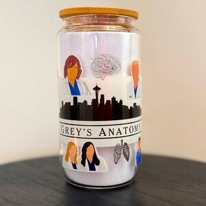 Grey's Anatomy Themed Decorative Jar with Tan Lid